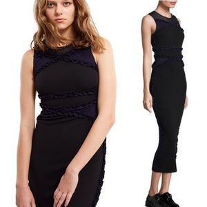 Opening Ceremony Black and Blue Ruffled Maxi Dress